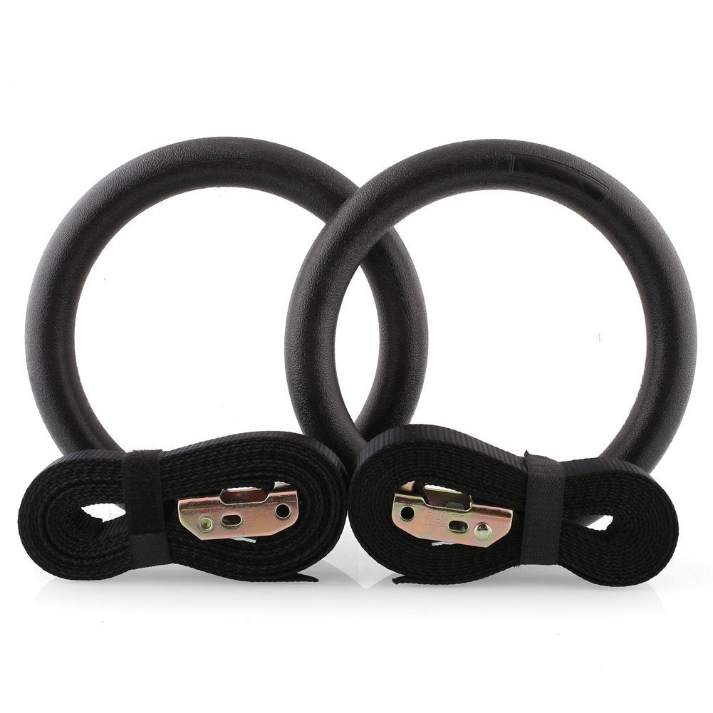 ABS Gymnastic Rings in black with 4.5 m straps