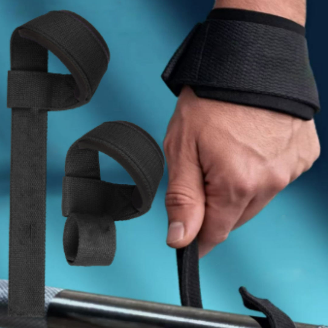Padded lasso lifting straps, one pair, black