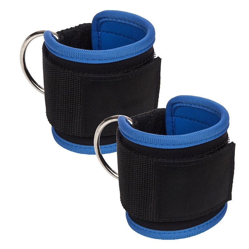 Neoprene Cable Ankle Strap with blue padding, two shown