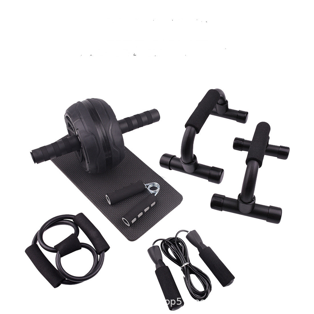 Ab Wheel Kit with Knee Mat in black, 7-piece kit