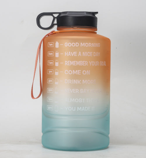 2.2L Time-Marked Water Bottle, orange and teal gradient