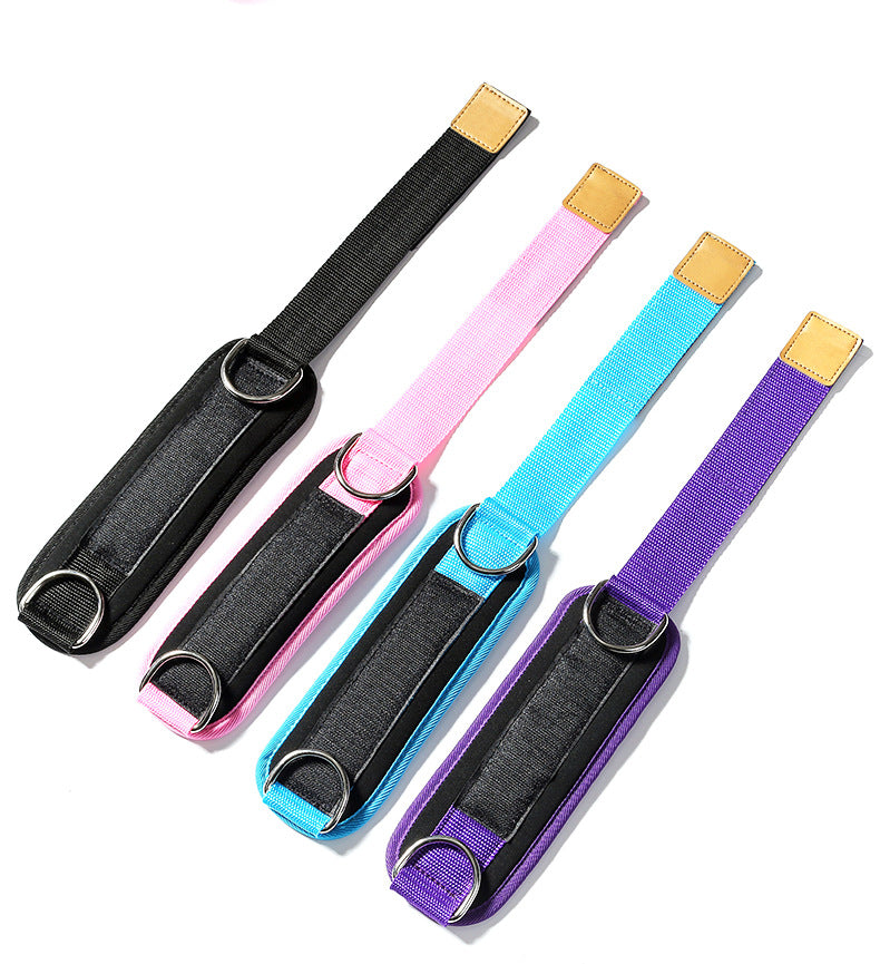 Ankle Strap & Resistance Tube Set cuffs in black, pink, blue and purple