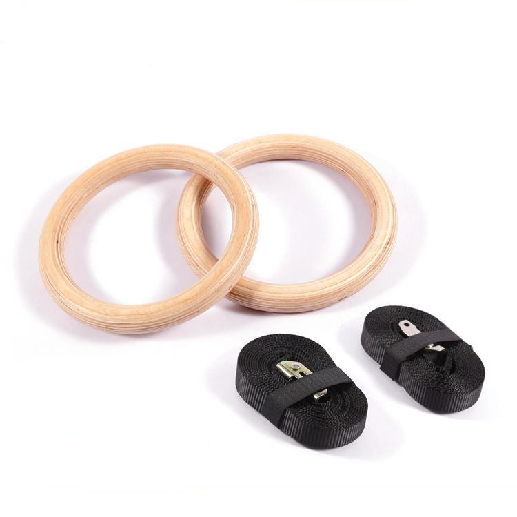 Birch Gymnastic Rings and rolled polyester straps