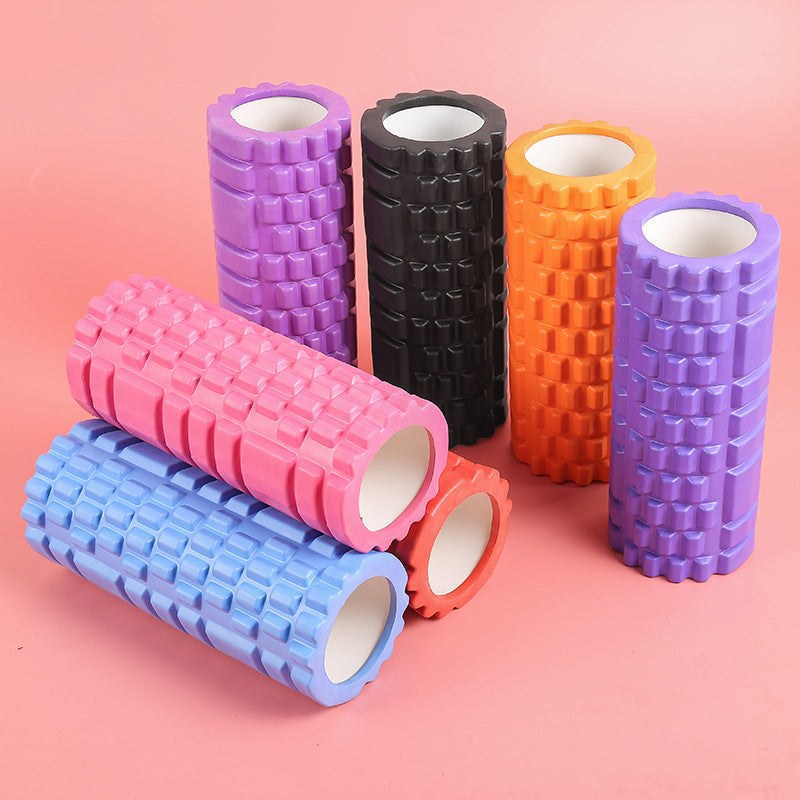 Hollow grid foam rollers in pink, blue, purple, black and orange