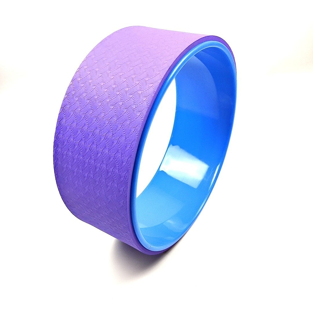 Textured two-tone yoga wheel, lilac and blue