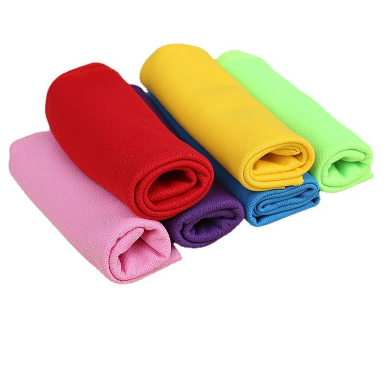 Polyester Mesh Cooling Towels rolled in six colors