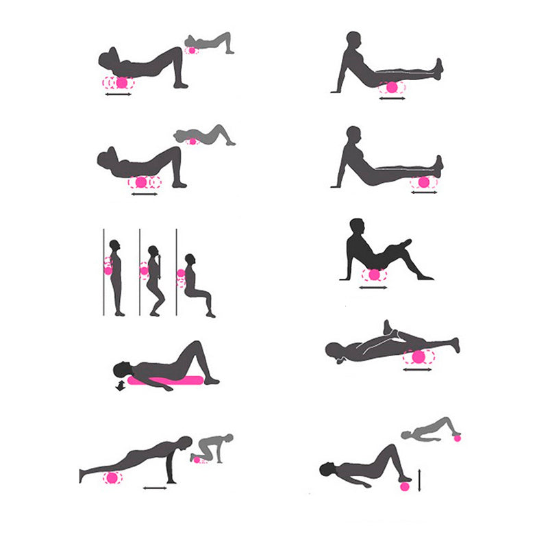 Hollow grid foam roller exercise positions