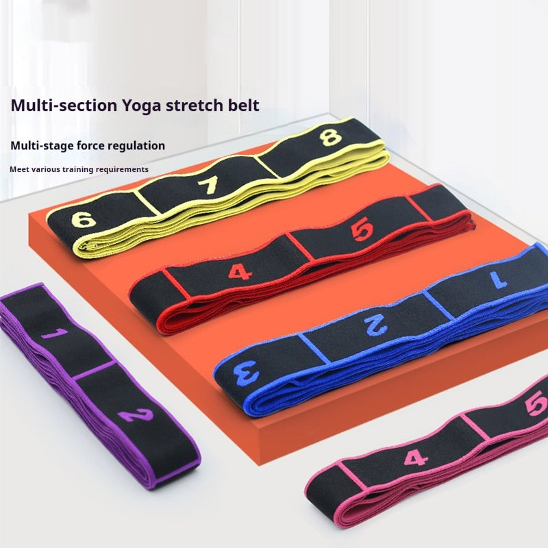 8-Loop Numbered Stretch Strap in several colors on a studio block